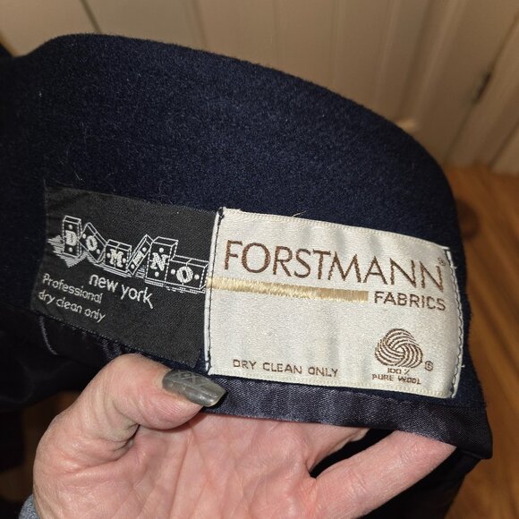 Vintage Union Made Wool Swing Coat Trench Mock Funnel Navy Blue Medium Large - Picture 5 of 13